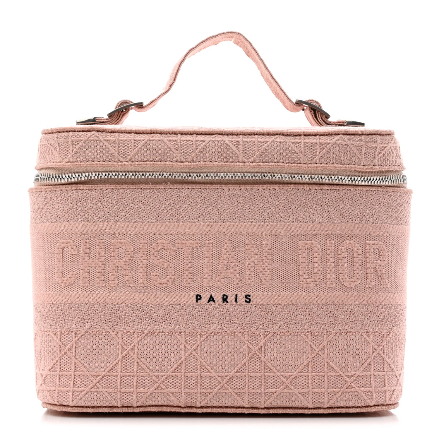 Christian Dior Canvas Embroidered Cannage Diortravel Vanity Case Bois de Rose 1 of 8