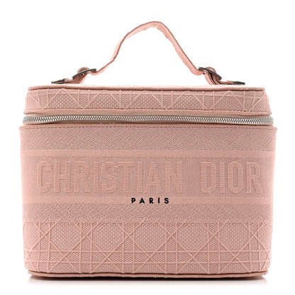 Christian Dior Canvas Embroidered Cannage Diortravel Vanity Case Bois de Rose 1 of 8