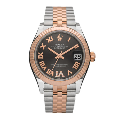 Rolex Stainless Steel 18K Everose Gold Diamond 31mm Oyster Perpetual Datejust Watch Dark Rhodium Roman 278271 1 of 5
