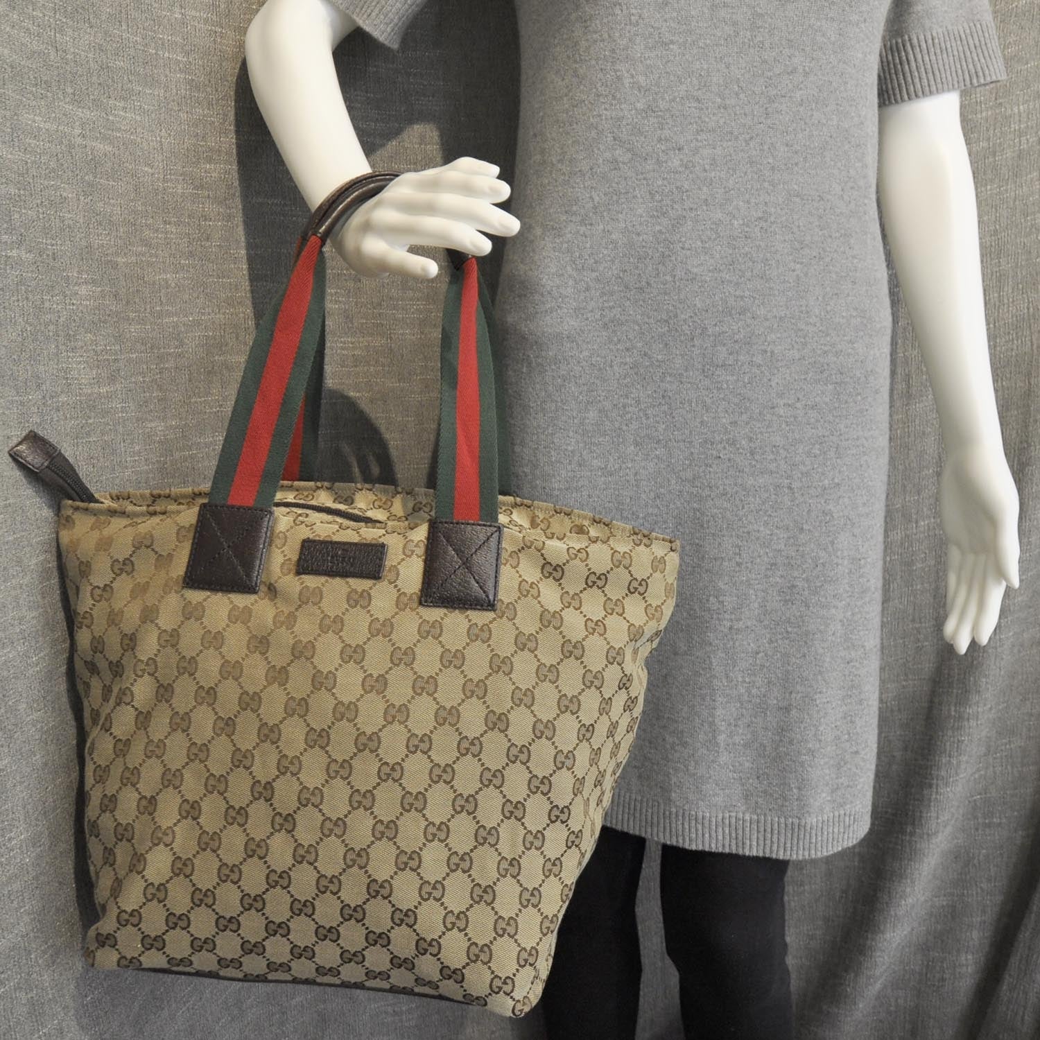 Gucci GG Monogram Large Web Handle Vertical Tote Dark Brown 3 of 10
