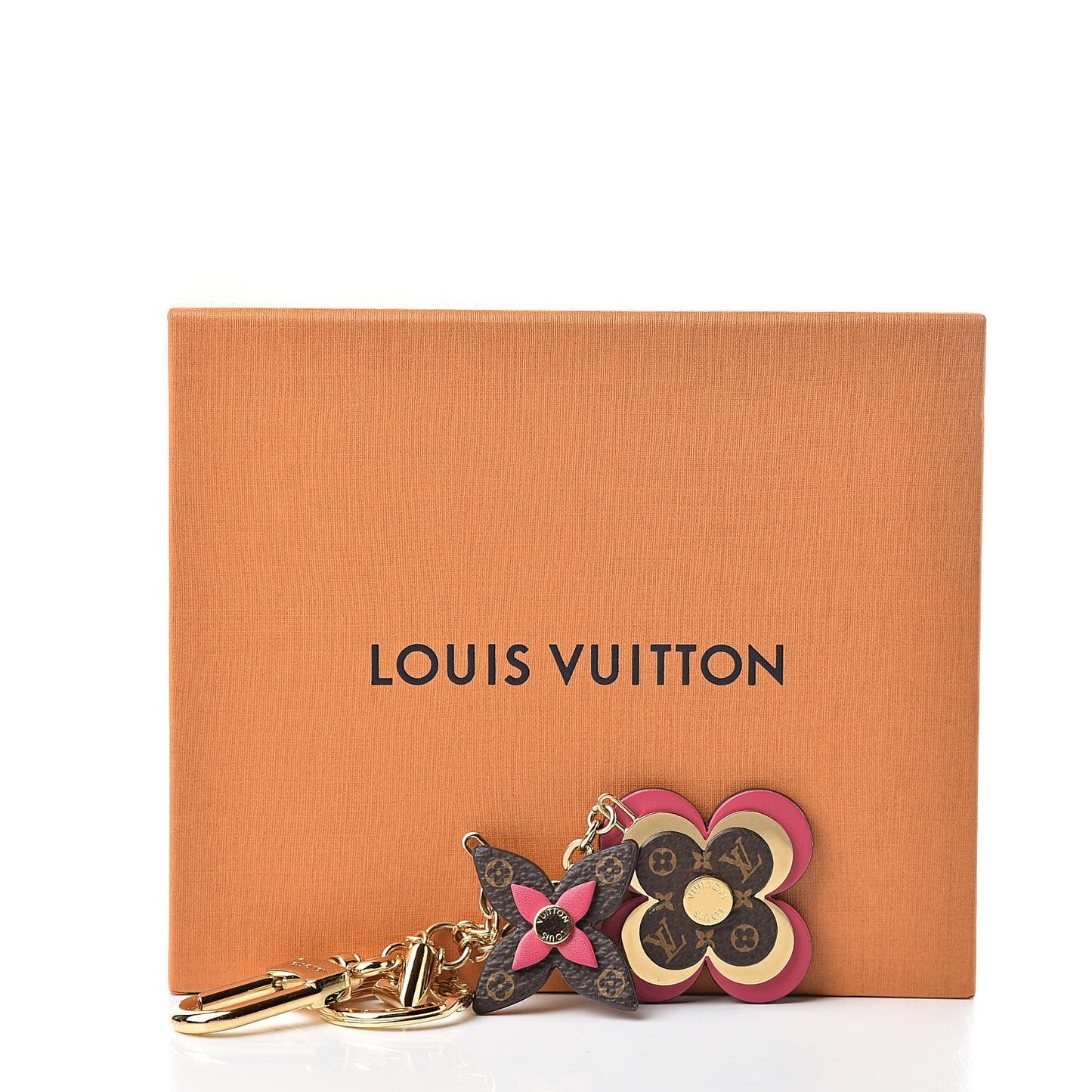Monogram Blooming Flowers Bag Charm Key Holder Brown