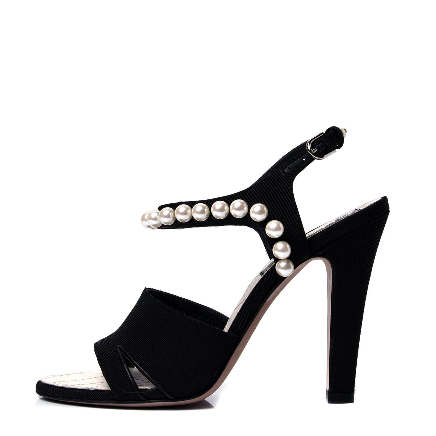 Lambskin Pearl Sandals 37 Black
