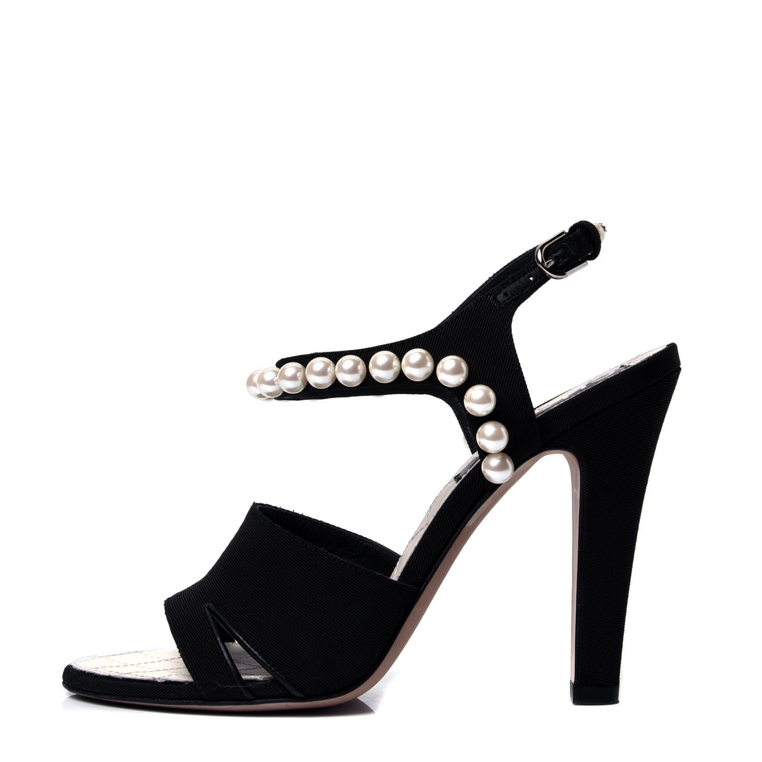 Chanel Lambskin Pearl Sandals 37 Black 1 of 7