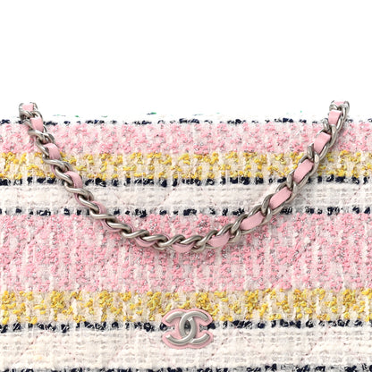 Chanel Metallic Tweed Quilted Wallet On Chain WOC White Multicolor 9 of 12