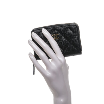 Chanel Caviar Quilted Zip Coin Purse Black 2 of 7