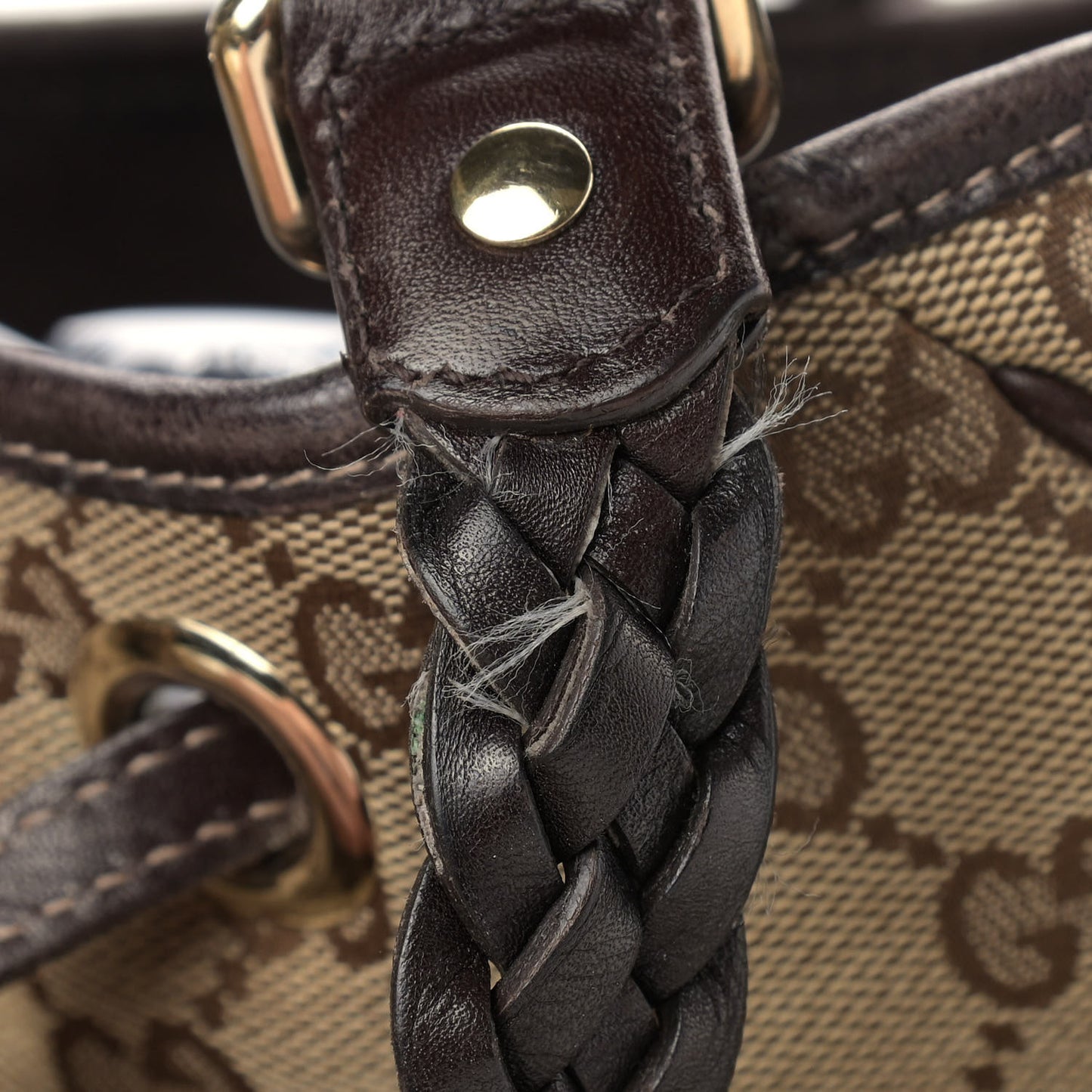 Monogram Peggy Braided Tote Dark Brown