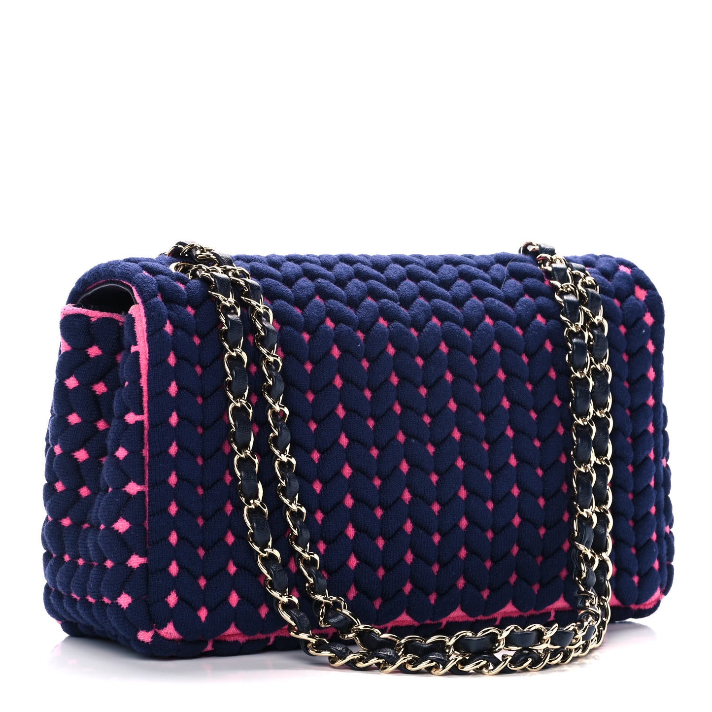 Woven Jersey Medium Single Flap Pink Navy