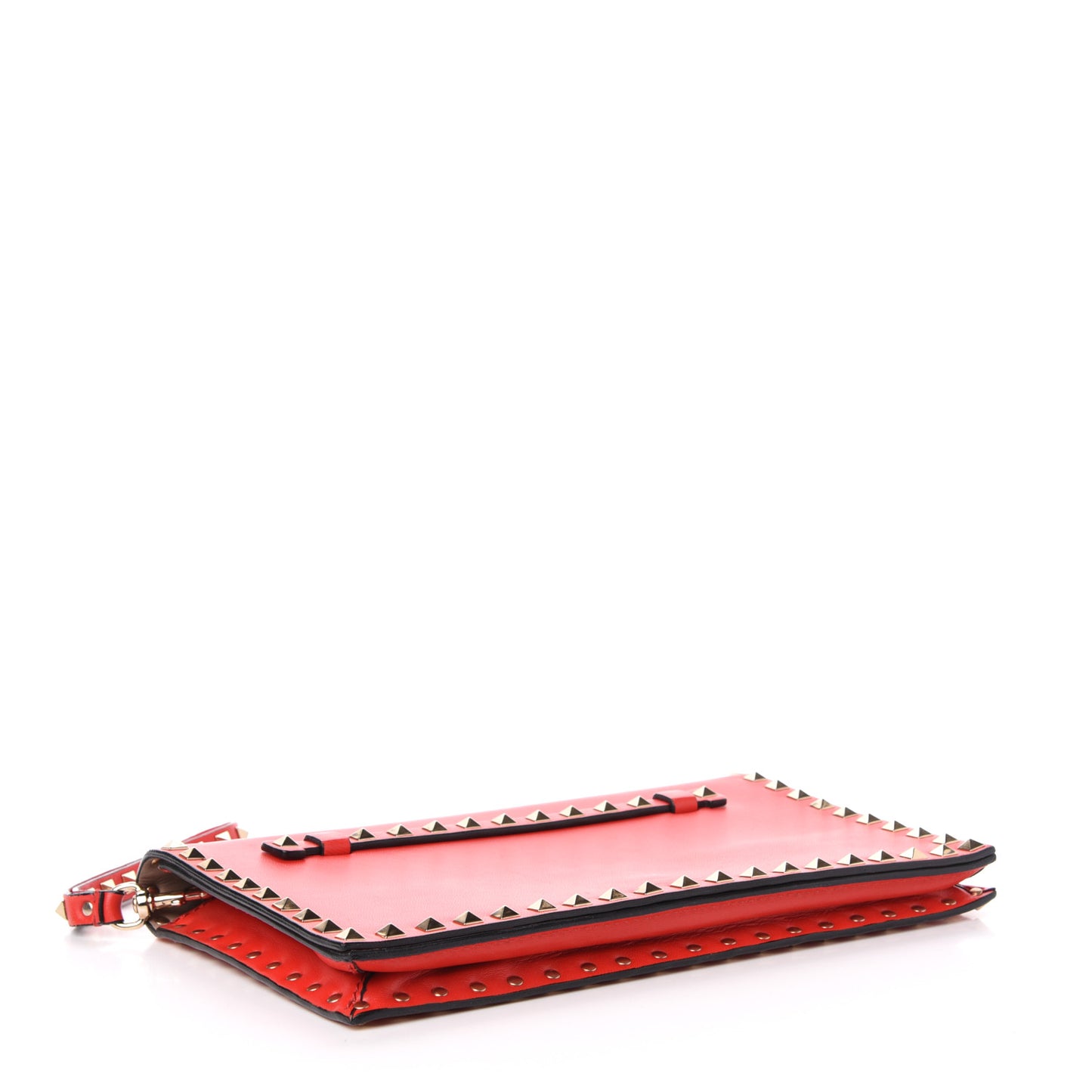 Nappa Rockstud Wristlet Clutch Deep Orange