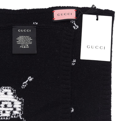 Gucci Wool Tricot GG Hamlet Scarf Black White 4 of 4