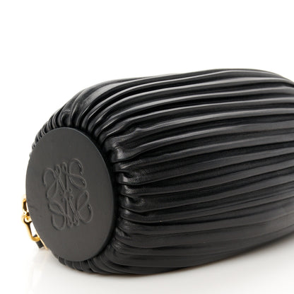 Loewe Lambskin Pleated Bracelet Pouch Shoulder Bag Black 8 of 10