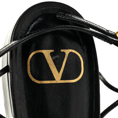 Valentino Garavani Calfskin VLogo Slingback Low Heel Thong Sandals 36 Black 9 of 12