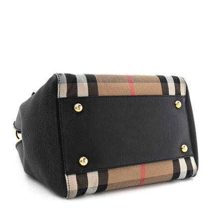 Burberry Grainy Calfskin House Check Small Canterbury Tote Black 4 of 16