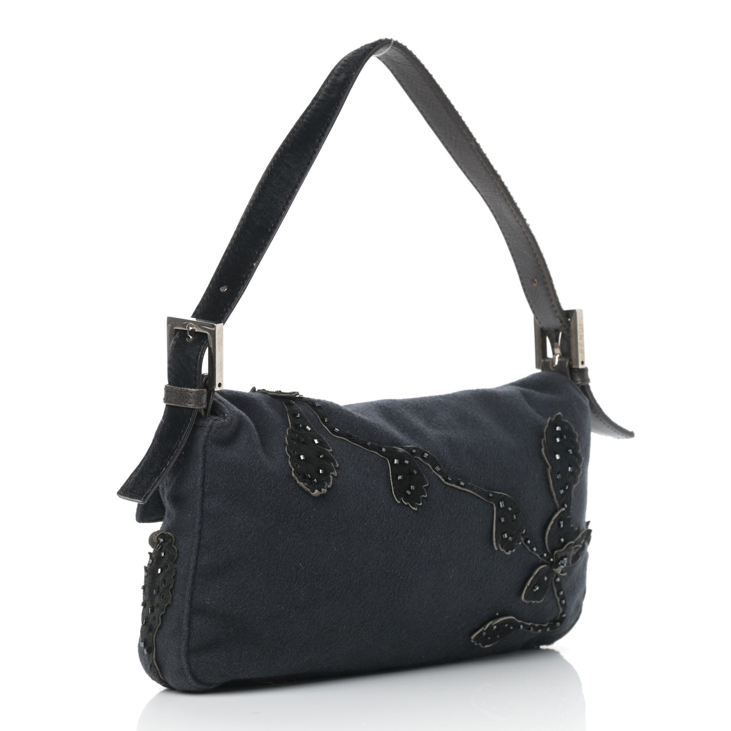 Wool Beaded Baguette Black