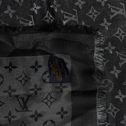 Louis Vuitton Silk Lurex Wool Monogram Shine Shawl Black 4 of 4