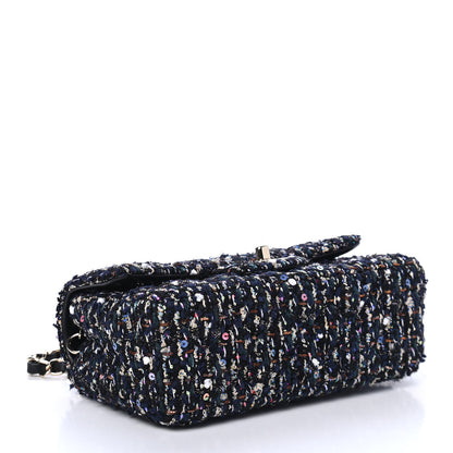 Chanel Glittered Tweed Quilted Mini Rectangular Flap Navy Blue Mulitcolor 3 of 4