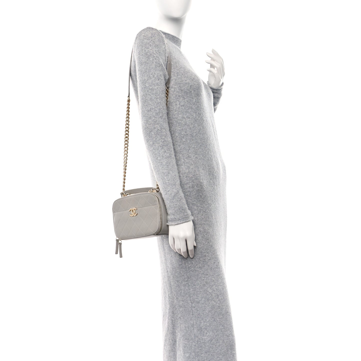 Caviar Quilted Small Camera Case Grey
