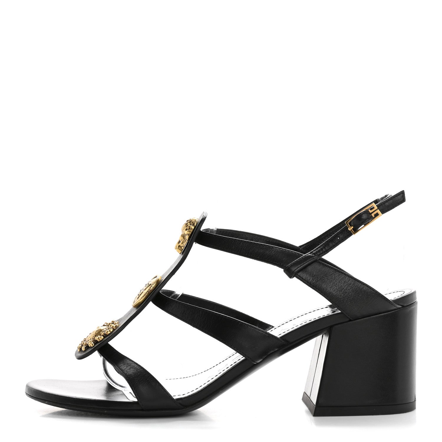 Givenchy Calfskin Charm Slingback 50mm Sandals 38.5 Black 1 of 9