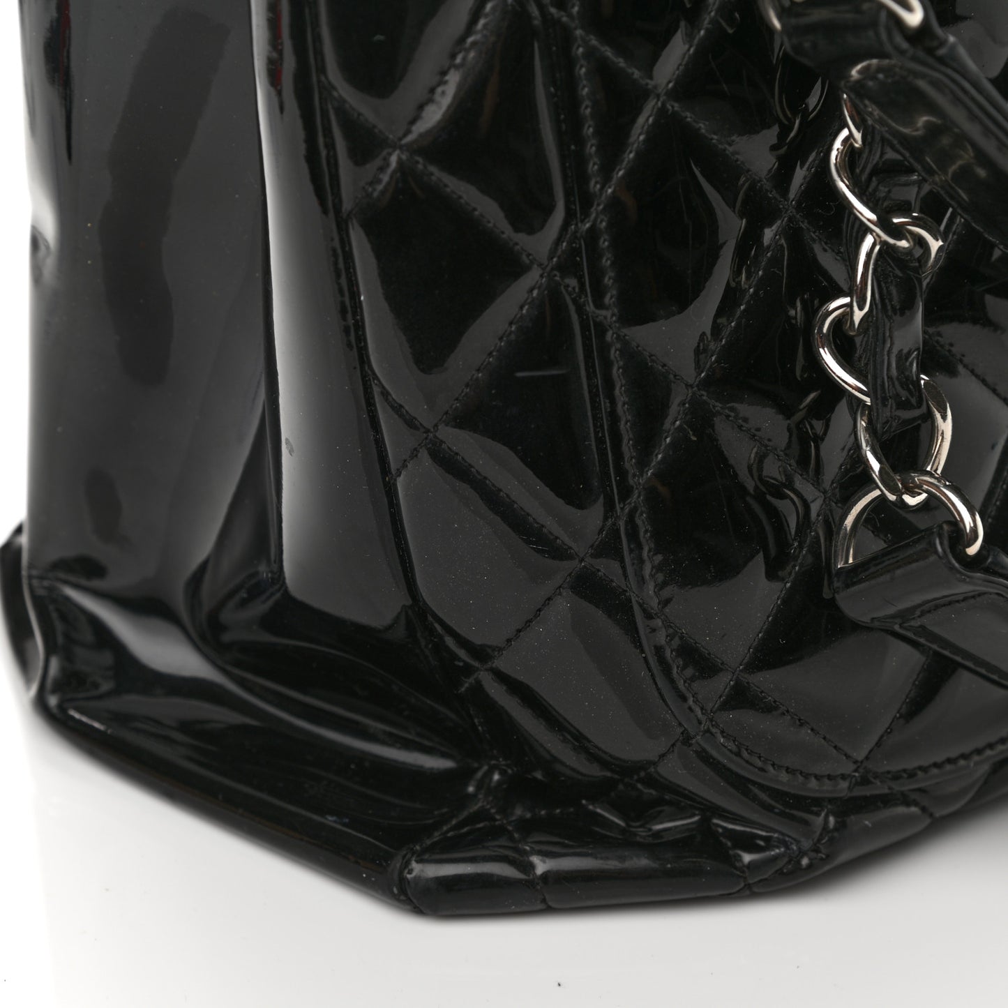 Patent Quilted Grand Shopping Tote GST Black