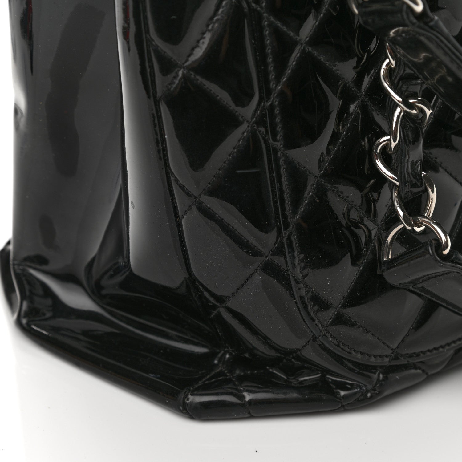 Chanel Patent Quilted Grand Shopping Tote GST Black 11 of 17