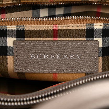 Burberry Derby Calfskin House Check Medium Banner Tote Thistle Grey 6 of 12