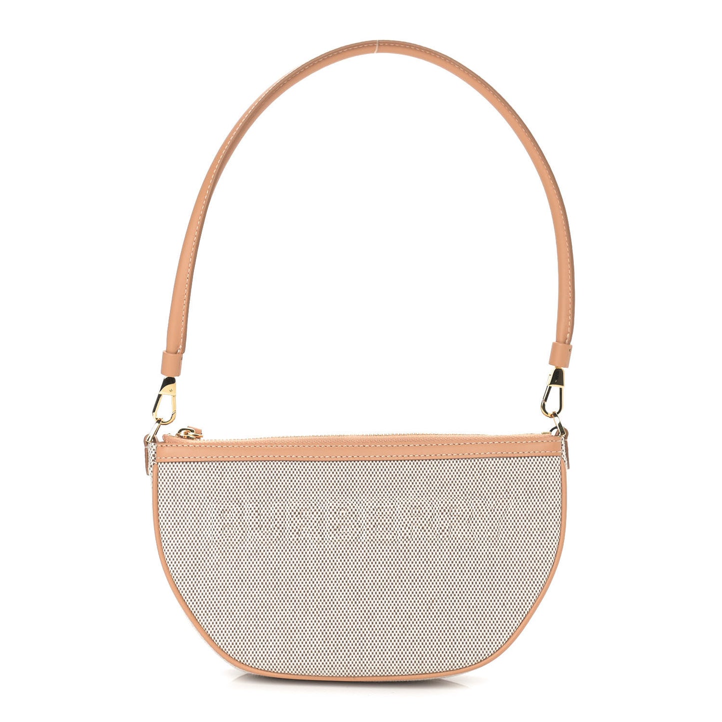 Canvas Smooth Calfskin Olympia Shoulder Bag Natural Tan