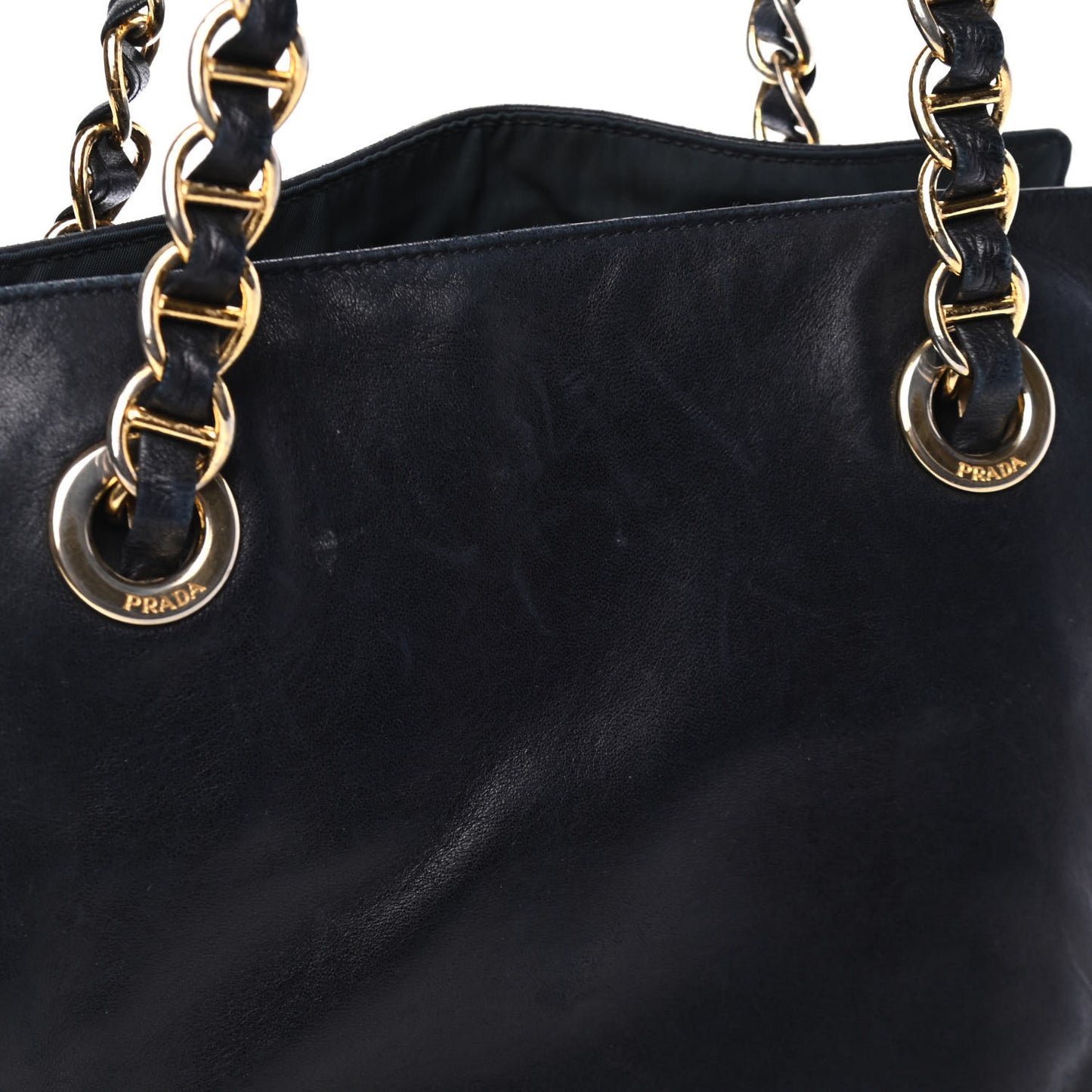 Nappa Tessuto Nylon Chain Tote Navy