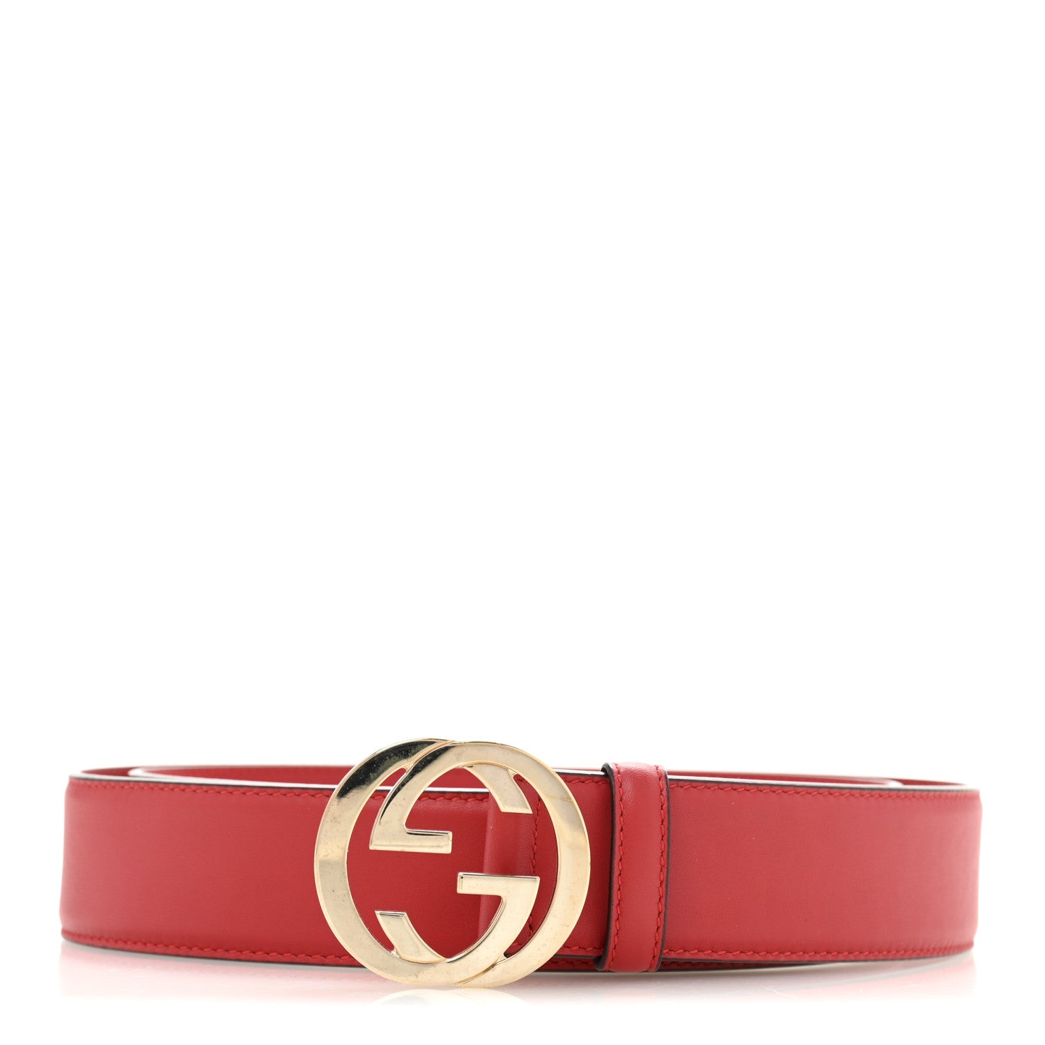 Gucci Moon Calfskin Interlocking G 37mm Belt 110 44 Vibrant Red 1 of 6