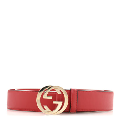 Gucci Moon Calfskin Interlocking G 37mm Belt 110 44 Vibrant Red 1 of 6