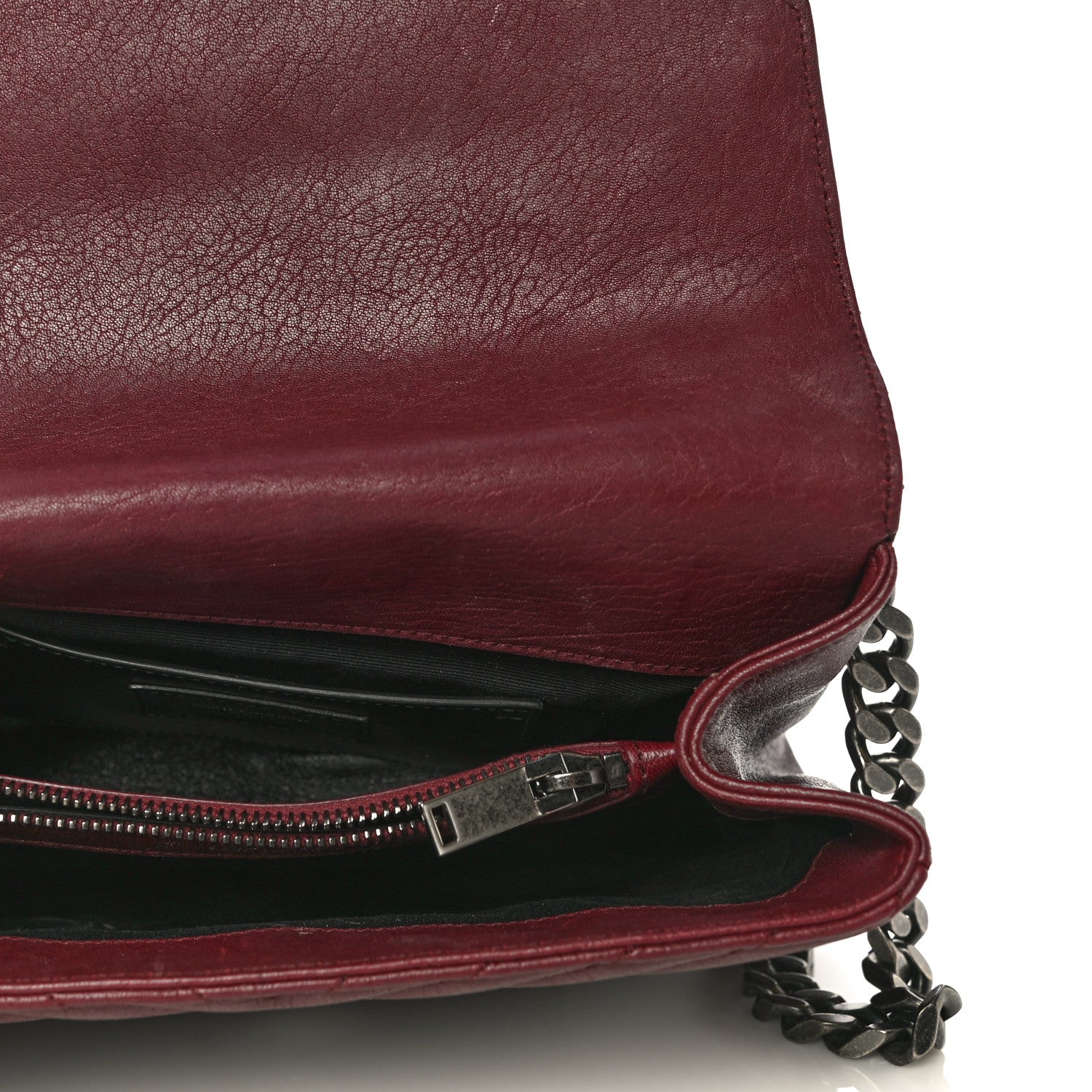 Saint Laurent Sheepskin Matelasse Chevron Monogram Medium College Bag Rouge Legion 4 of 24
