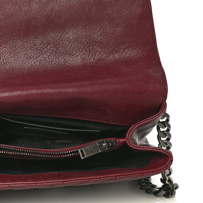 Saint Laurent Sheepskin Matelasse Chevron Monogram Medium College Bag Rouge Legion 4 of 24
