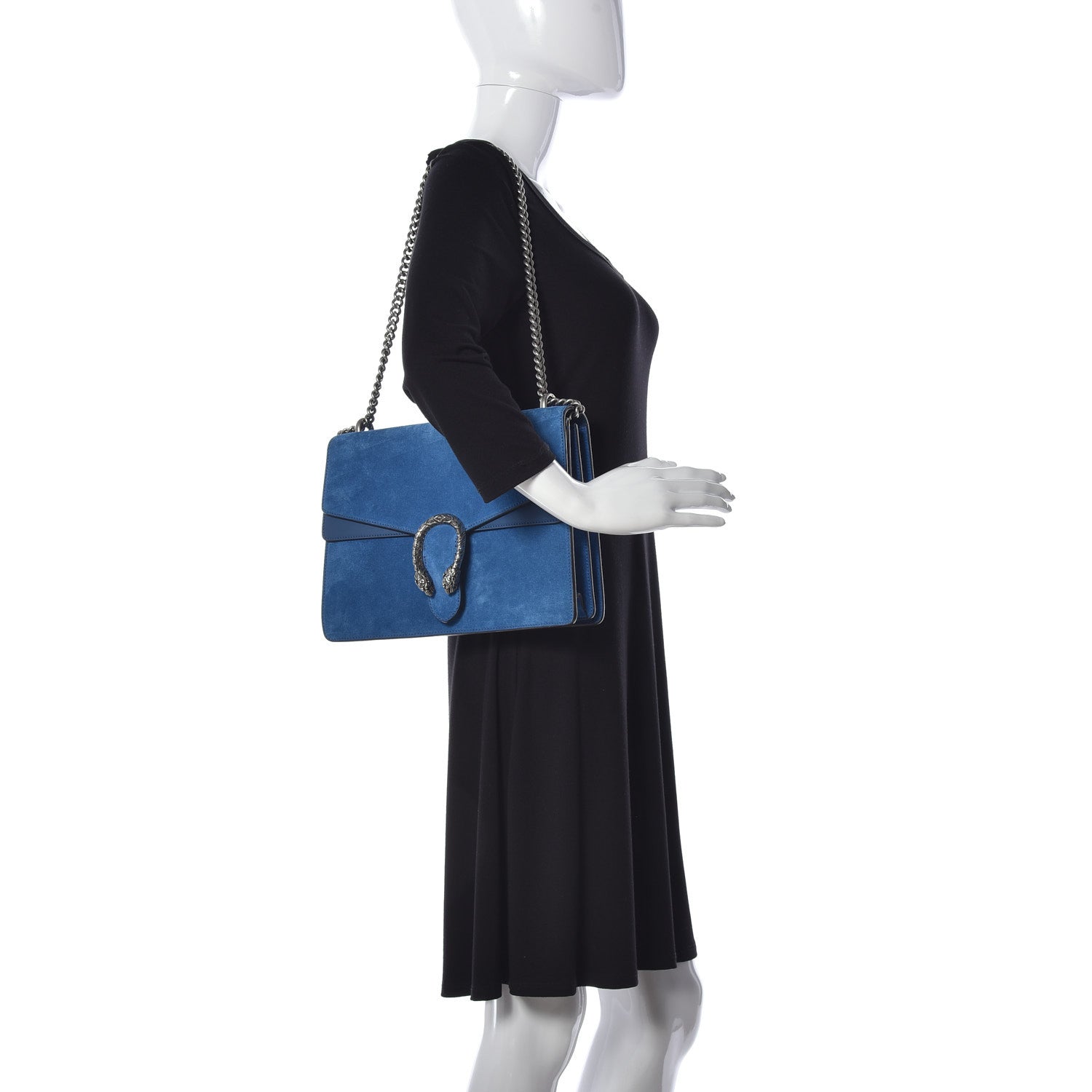 Gucci Suede Medium Dionysus Shoulder Bag Blue 2 of 9