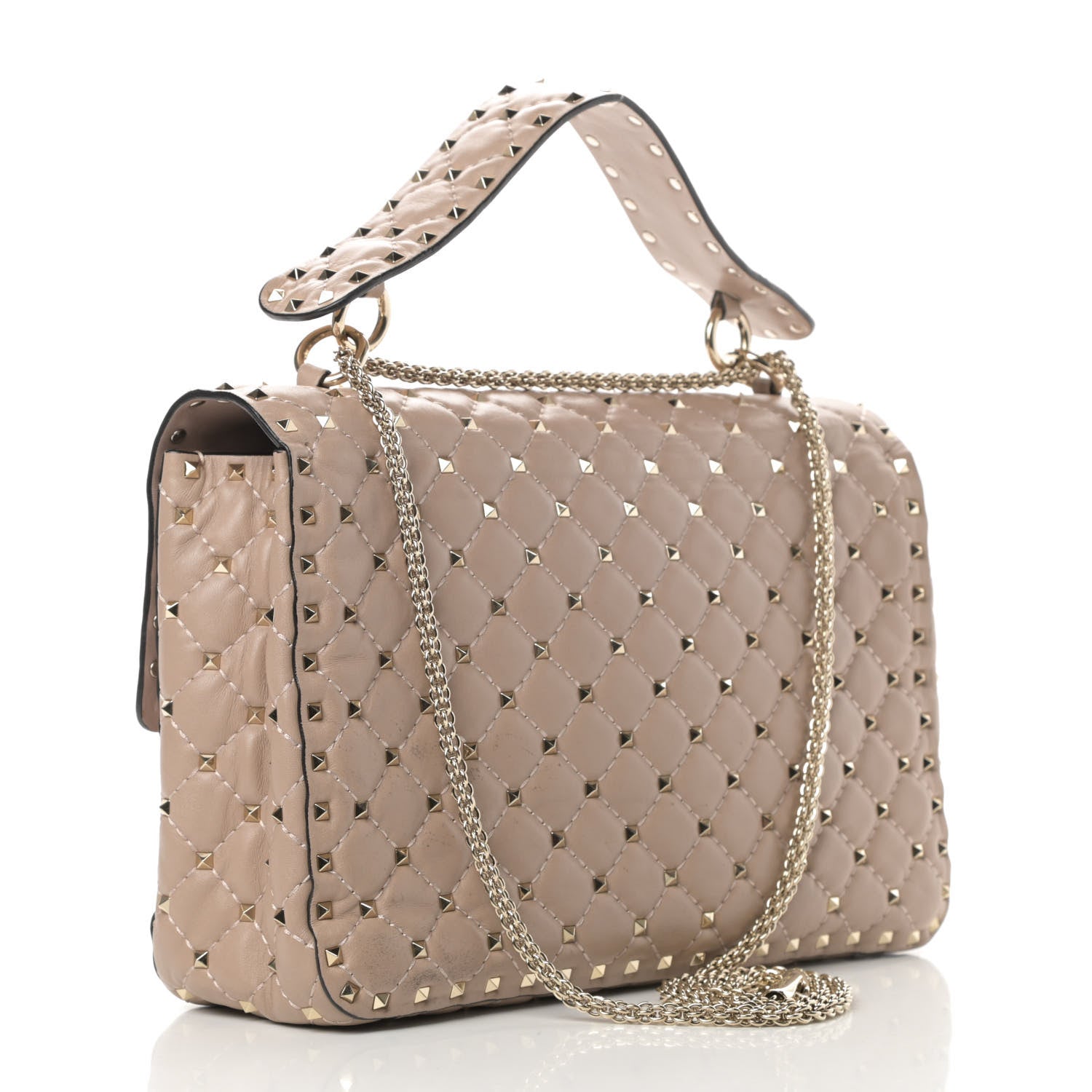 Valentino Garavani Nappa Large Rockstud Spike Shoulder Bag Poudre 3 of 11