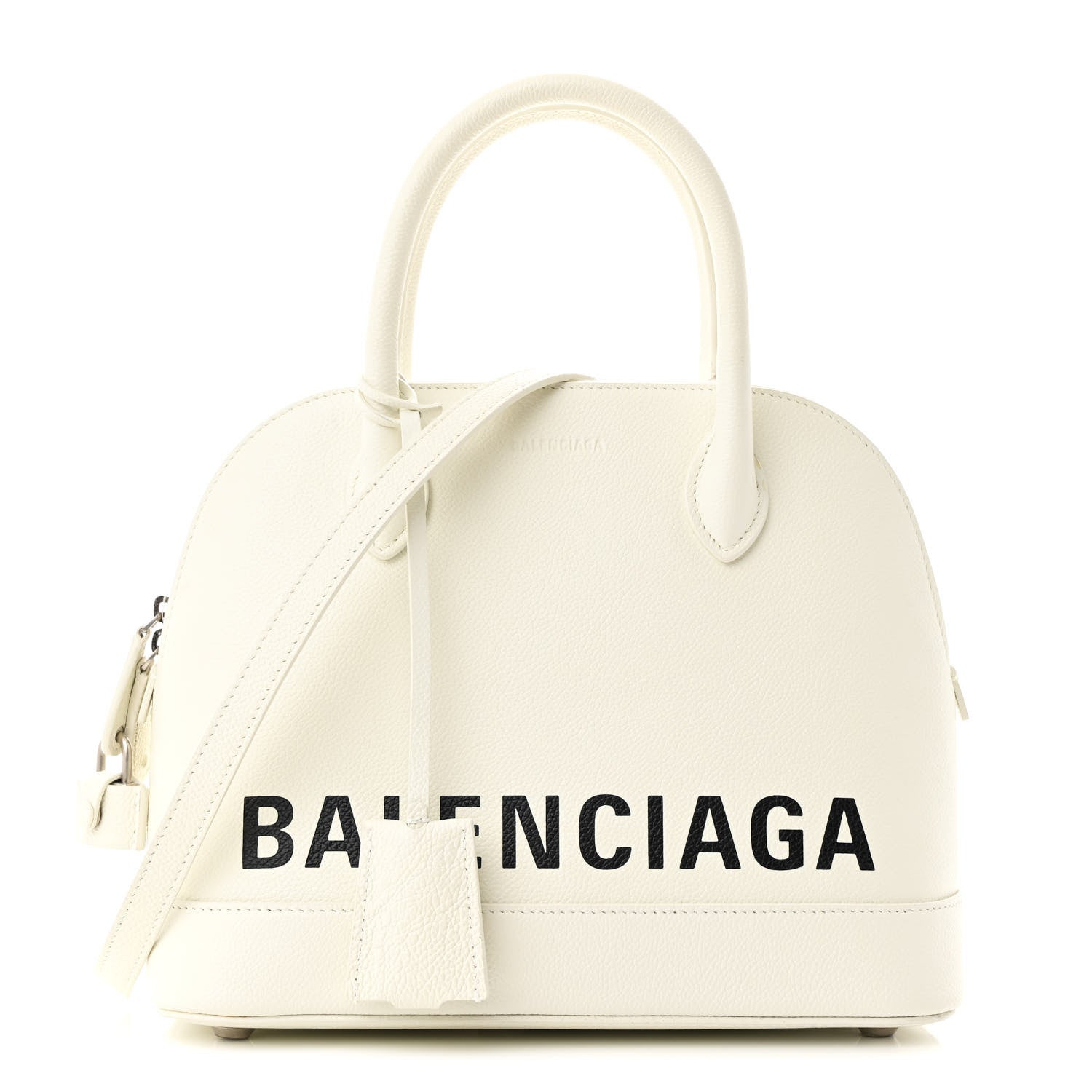 Balenciaga Signature Grained Calfskin Logo S Ville Top Handle Bag White Black 1 of 11