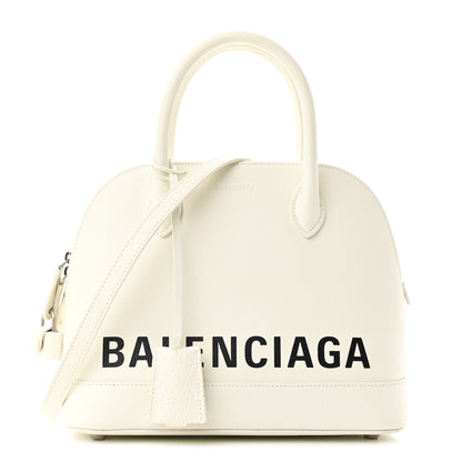 Balenciaga Signature Grained Calfskin Logo S Ville Top Handle Bag White Black 1 of 11
