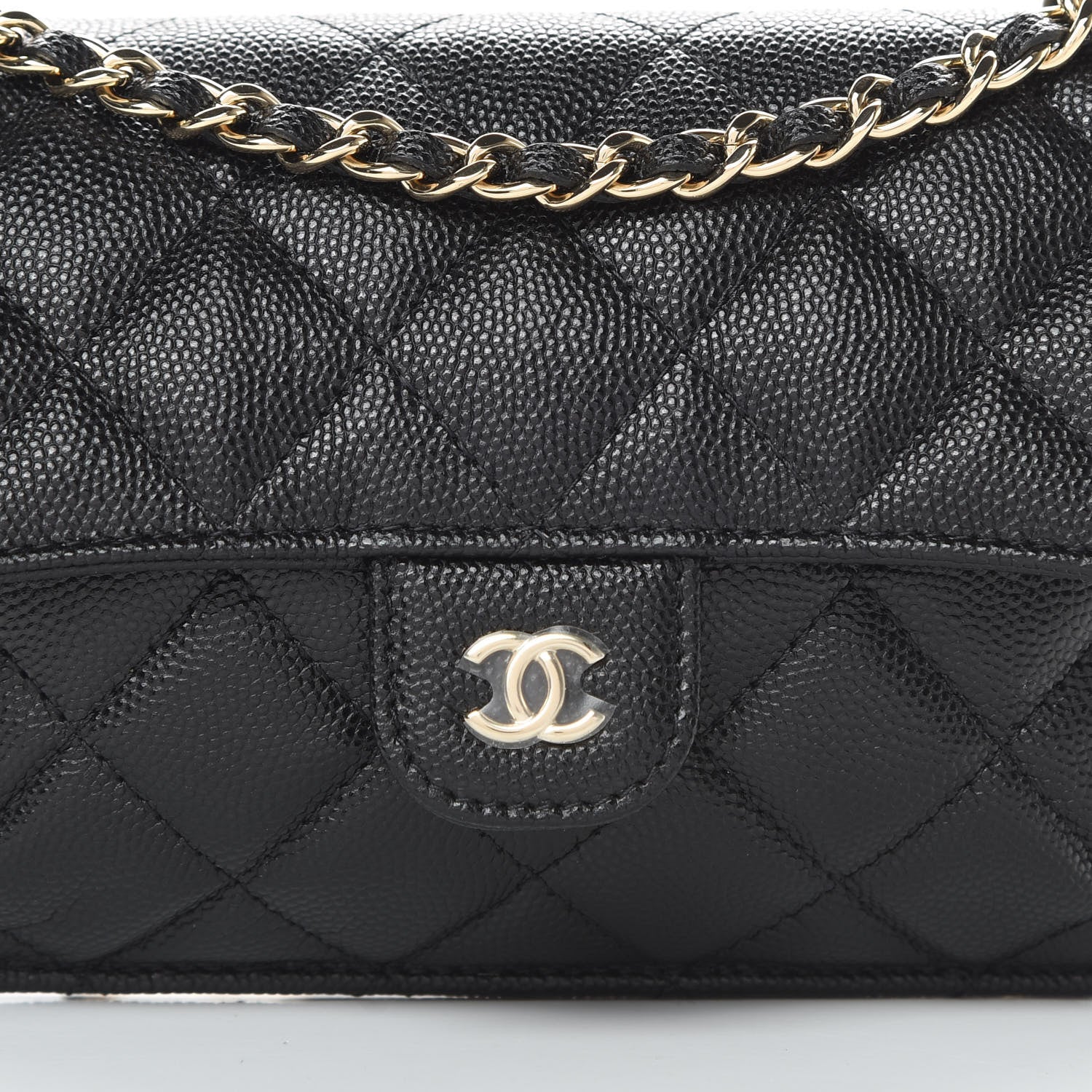 Chanel Caviar Fabric Quilted Foldable Tote With Chain Black Multicolor 15 of 18