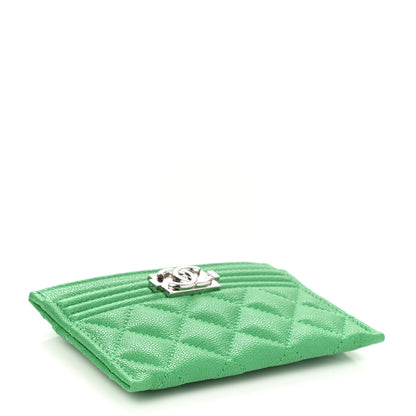 Chanel Caviar Quilted Boy Card Holder Green 4 of 8
