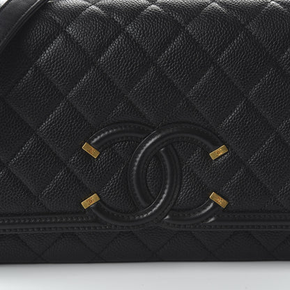 Chanel Caviar Quilted Medium CC Filigree Flap Black 10 of 11