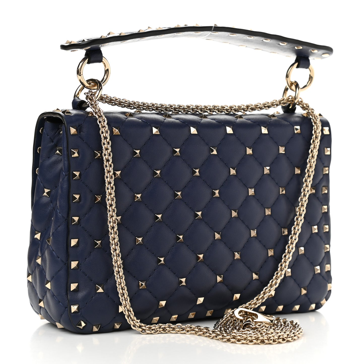 Nappa VLTN Print Medium Rockstud Spike Shoulder Bag Pure Blue White