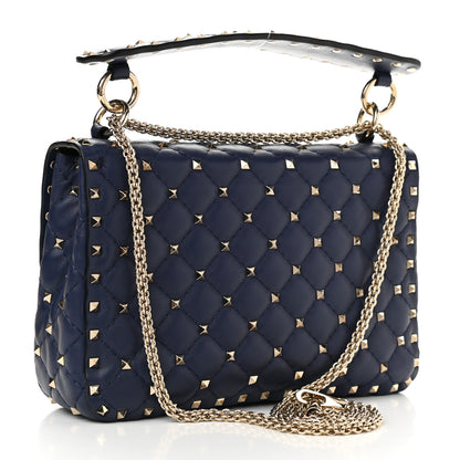Valentino Garavani Nappa VLTN Print Medium Rockstud Spike Shoulder Bag Pure Blue White 3 of 12