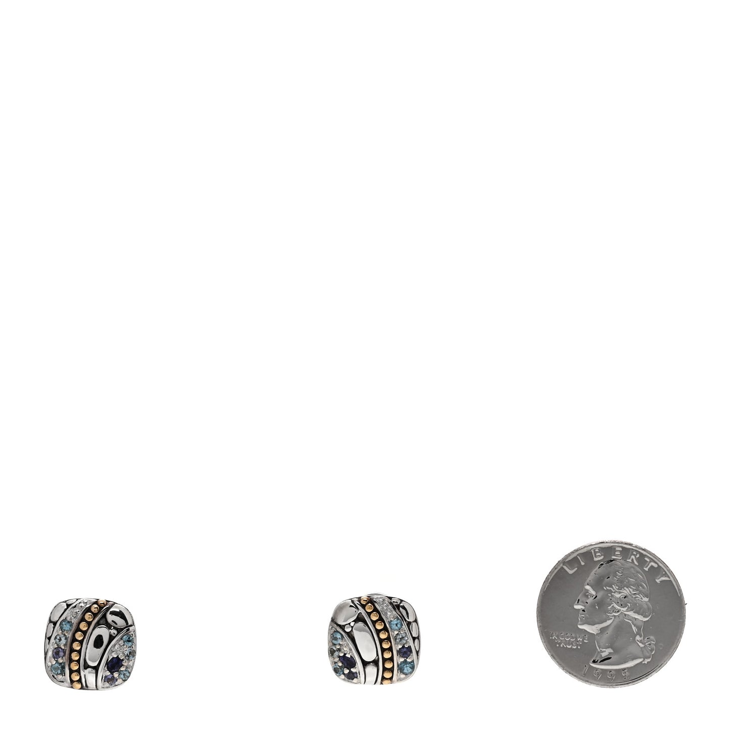 Sterling Silver 18K Yellow Gold Blue Topaz Iolite Aquamarine Kali Lavafire Earrings