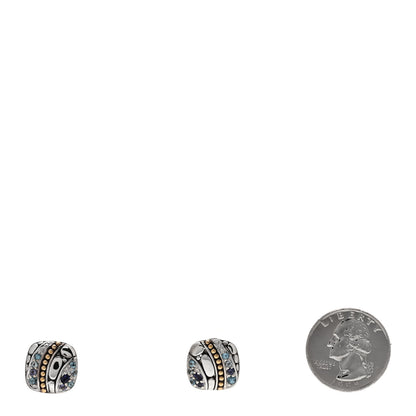 John Hardy Sterling Silver 18K Yellow Gold Blue Topaz Iolite Aquamarine Kali Lavafire Earrings 2 of 4