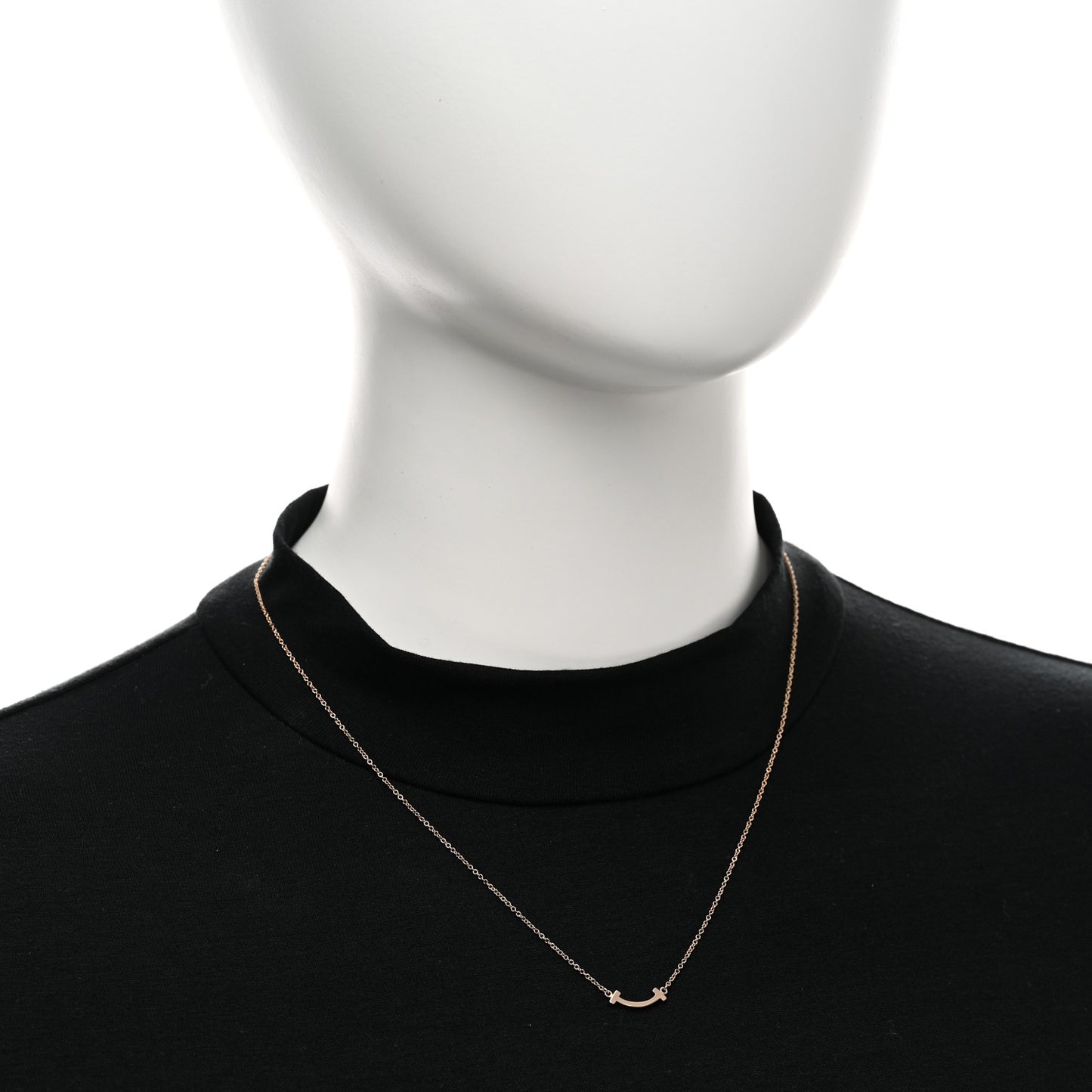 18K Rose Gold Mini T Smile Pendant Necklace