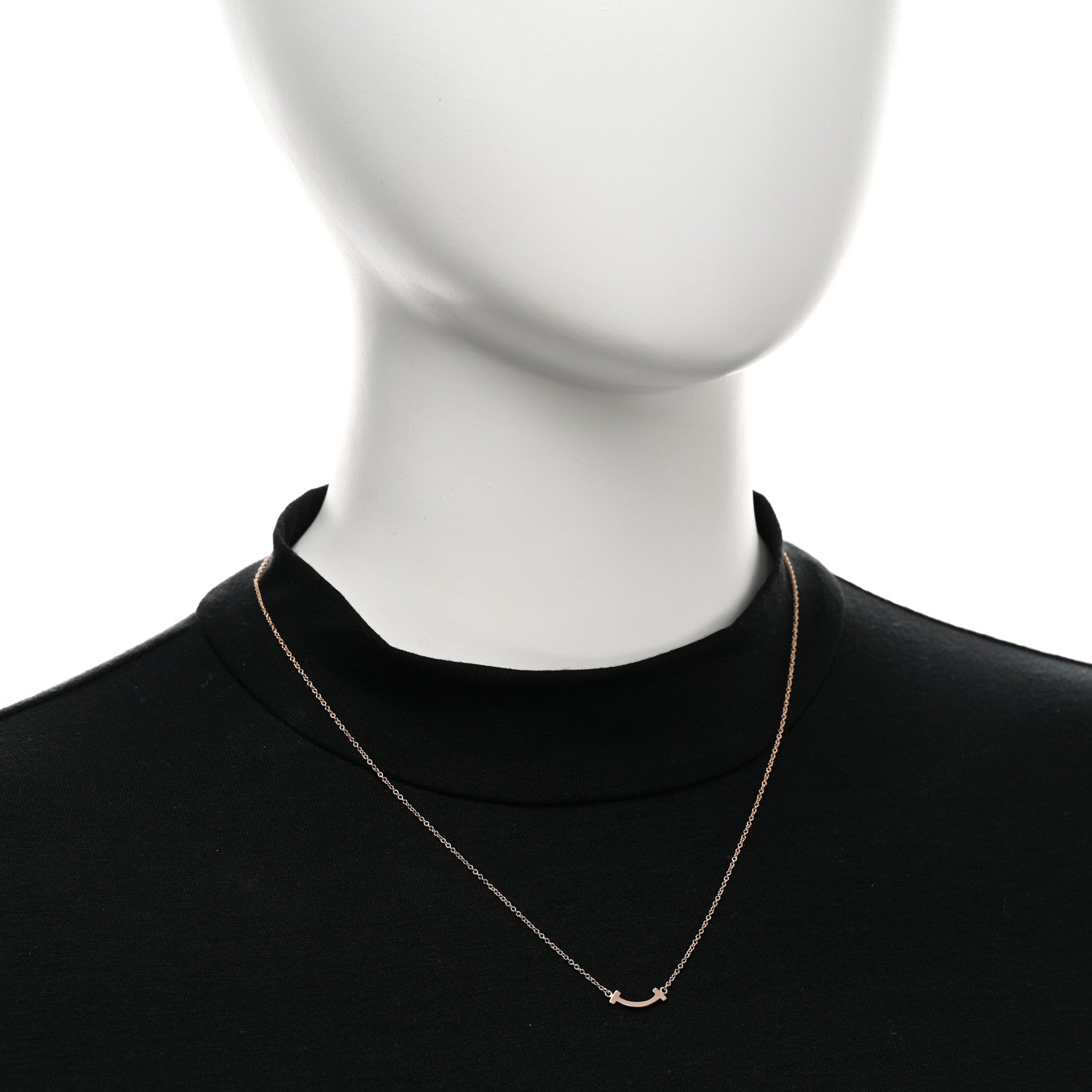 Tiffany 18K Rose Gold Mini T Smile Pendant Necklace 2 of 4