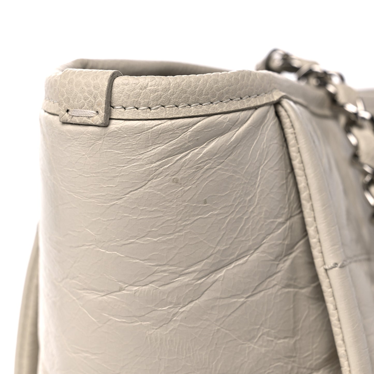 Glazed Calfskin Small Deauville Tote Ecru