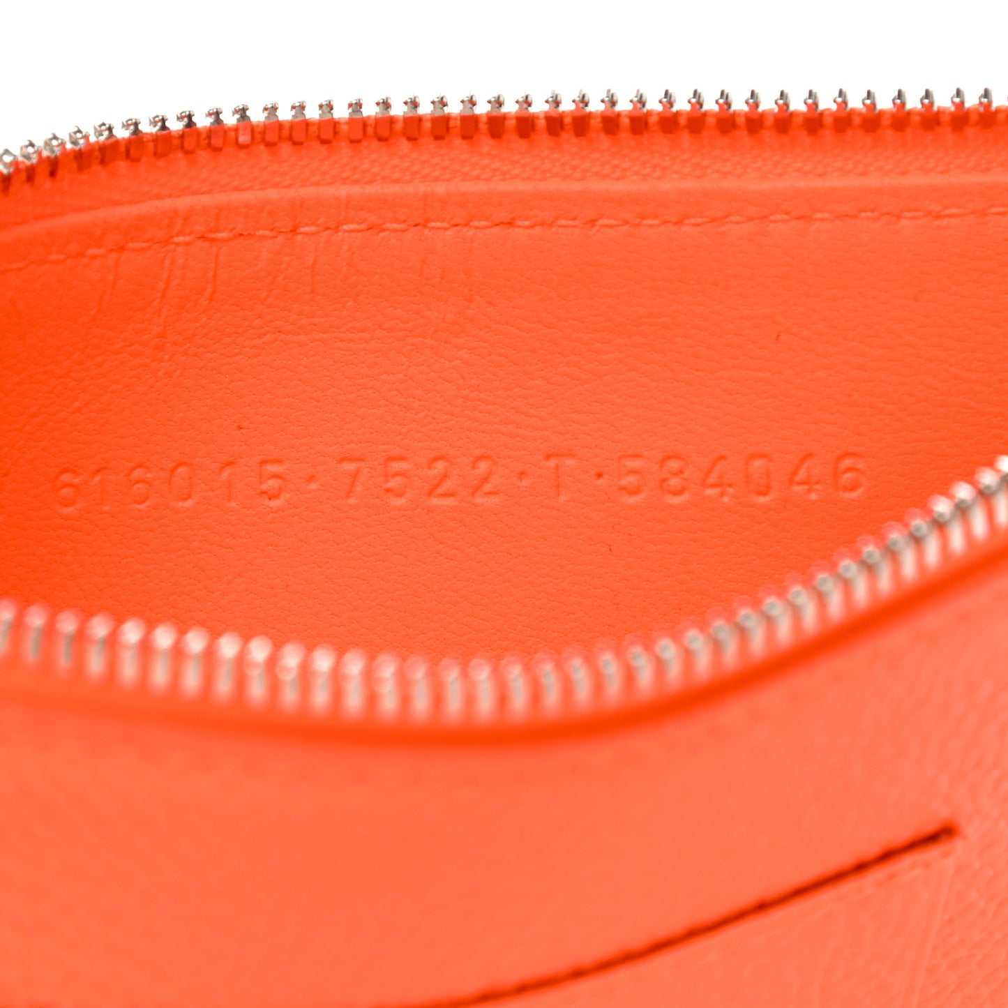 Grained Calfskin Logo Cash Passport Photo ID Zip Holder Orange