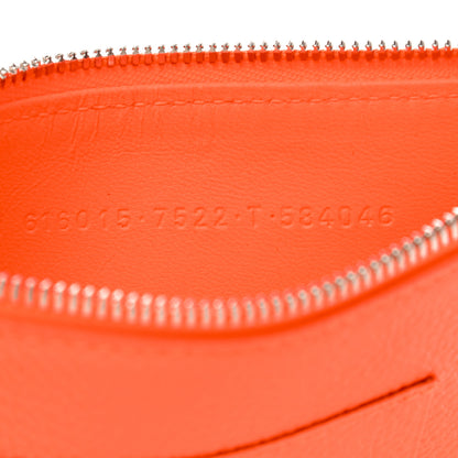 Balenciaga Grained Calfskin Logo Cash Passport Photo ID Zip Holder Orange 8 of 8
