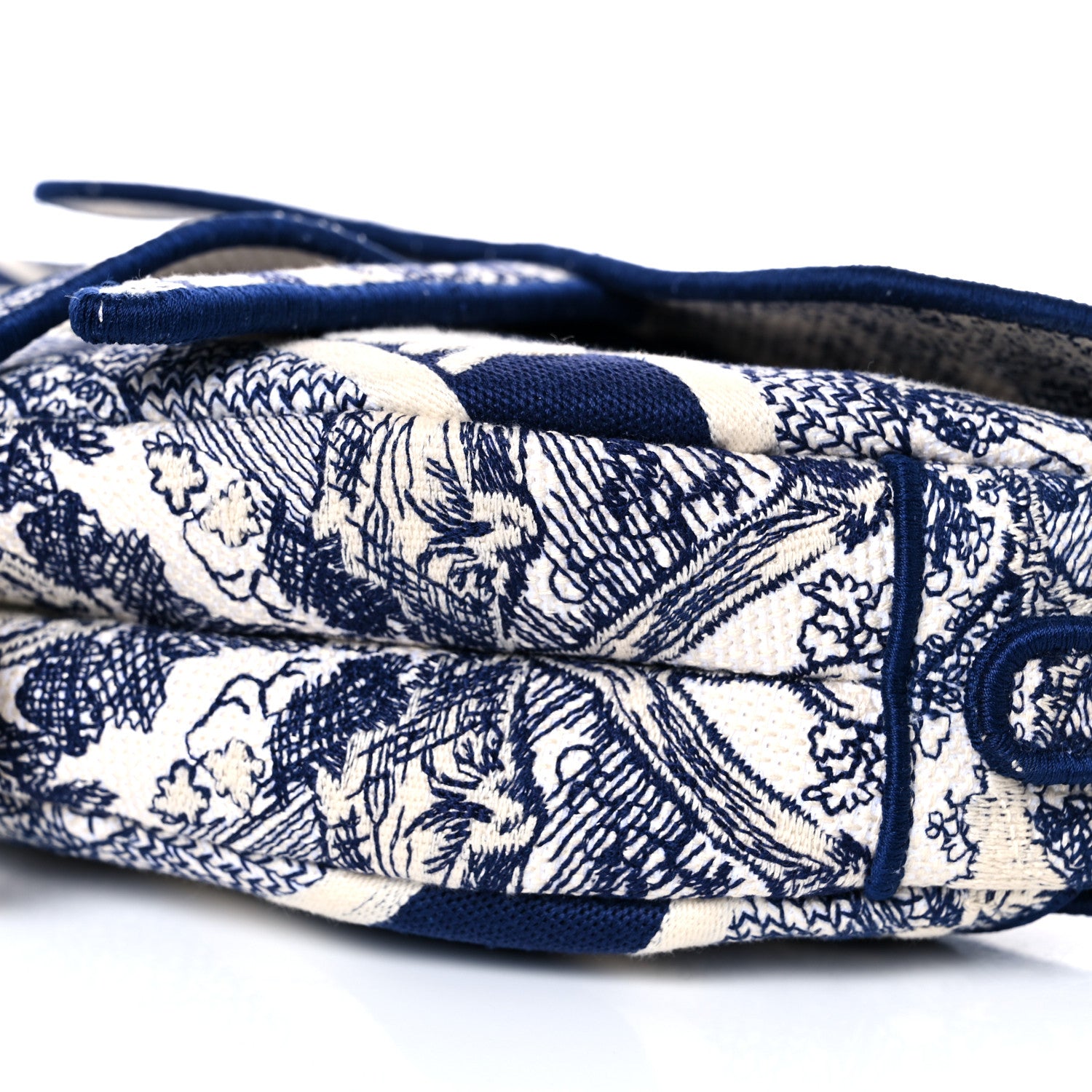 Christian Dior Canvas Embroidered Toile de Jouy Saddle Bag Blue 9 of 12