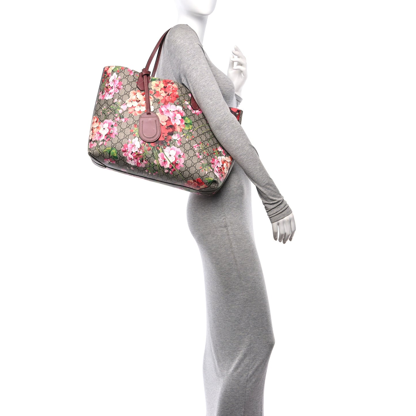 GG Supreme Monogram Blooms Medium Reversible Tote Beige Multicolor Dry Rose
