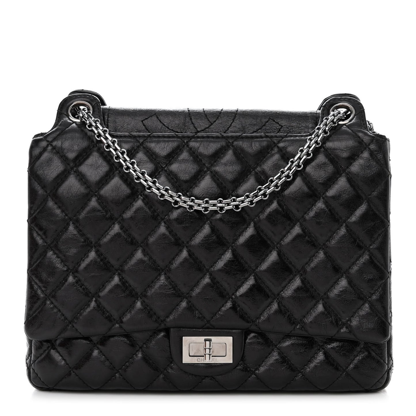 Metallic Aged Calfskin Quilted Reissue 2.55 Accordion Flap Black