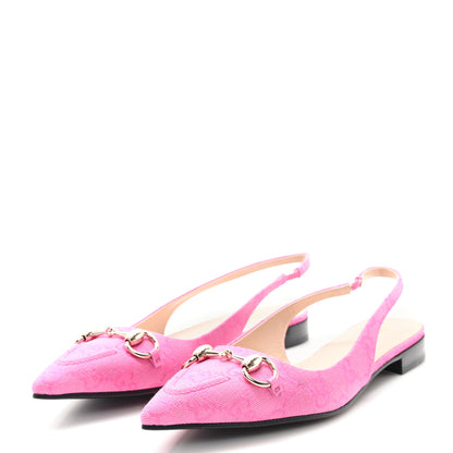 Gucci New Canvas GG Nappa Charlotte Horsebit Erin Slingbacks 38 Pink 4 of 10